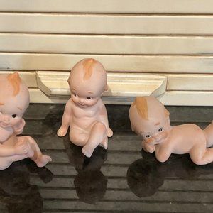 Vintage Antique 3 Small Lefton Kewpie Dolls